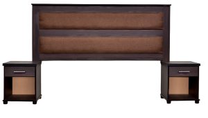 Pluto Headboard with 2 Pedestal_Dark Mahony